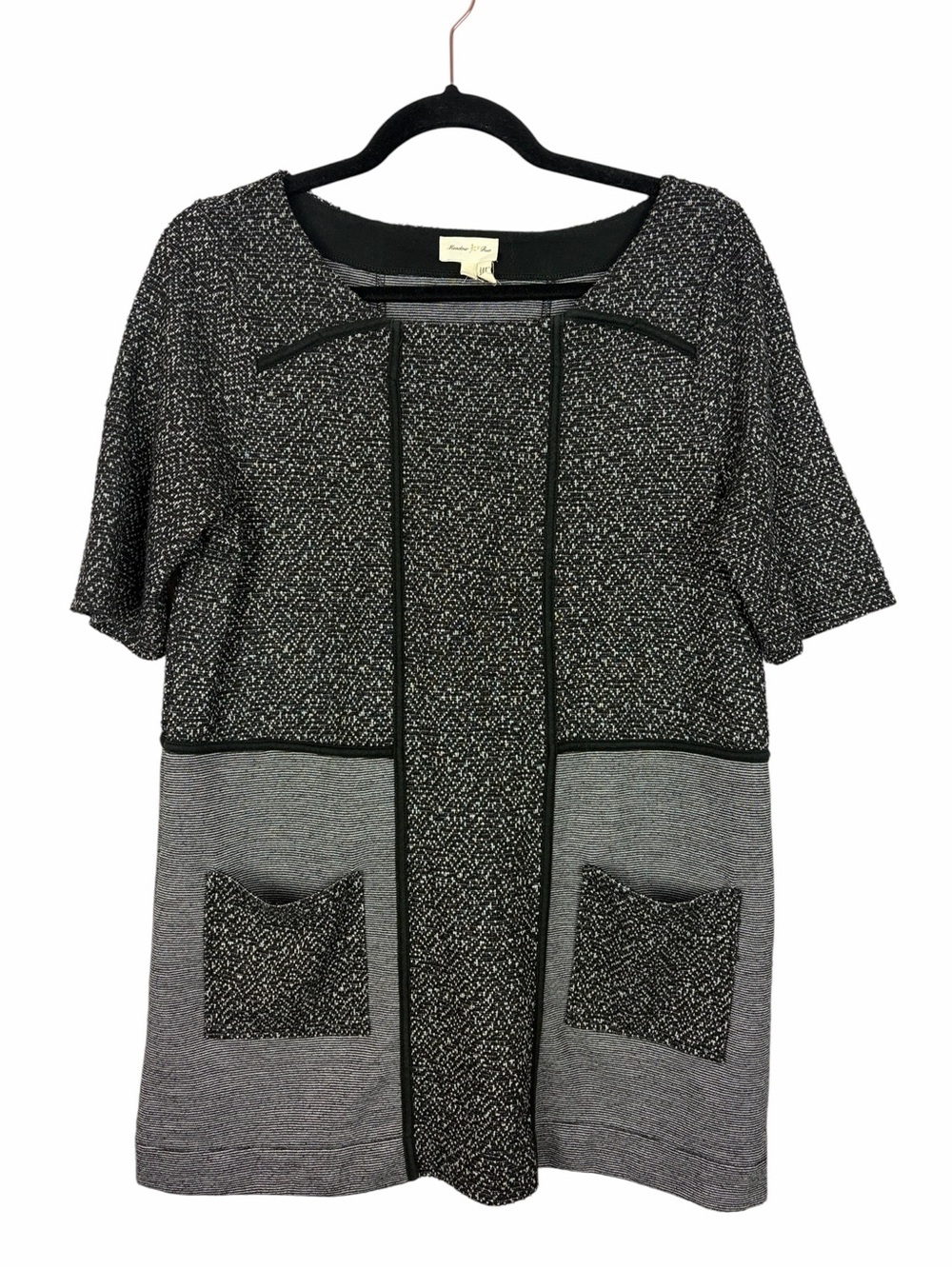 Meadow Rue Anthropologie Textured Open Front Cardigan Black Gray Size Medium